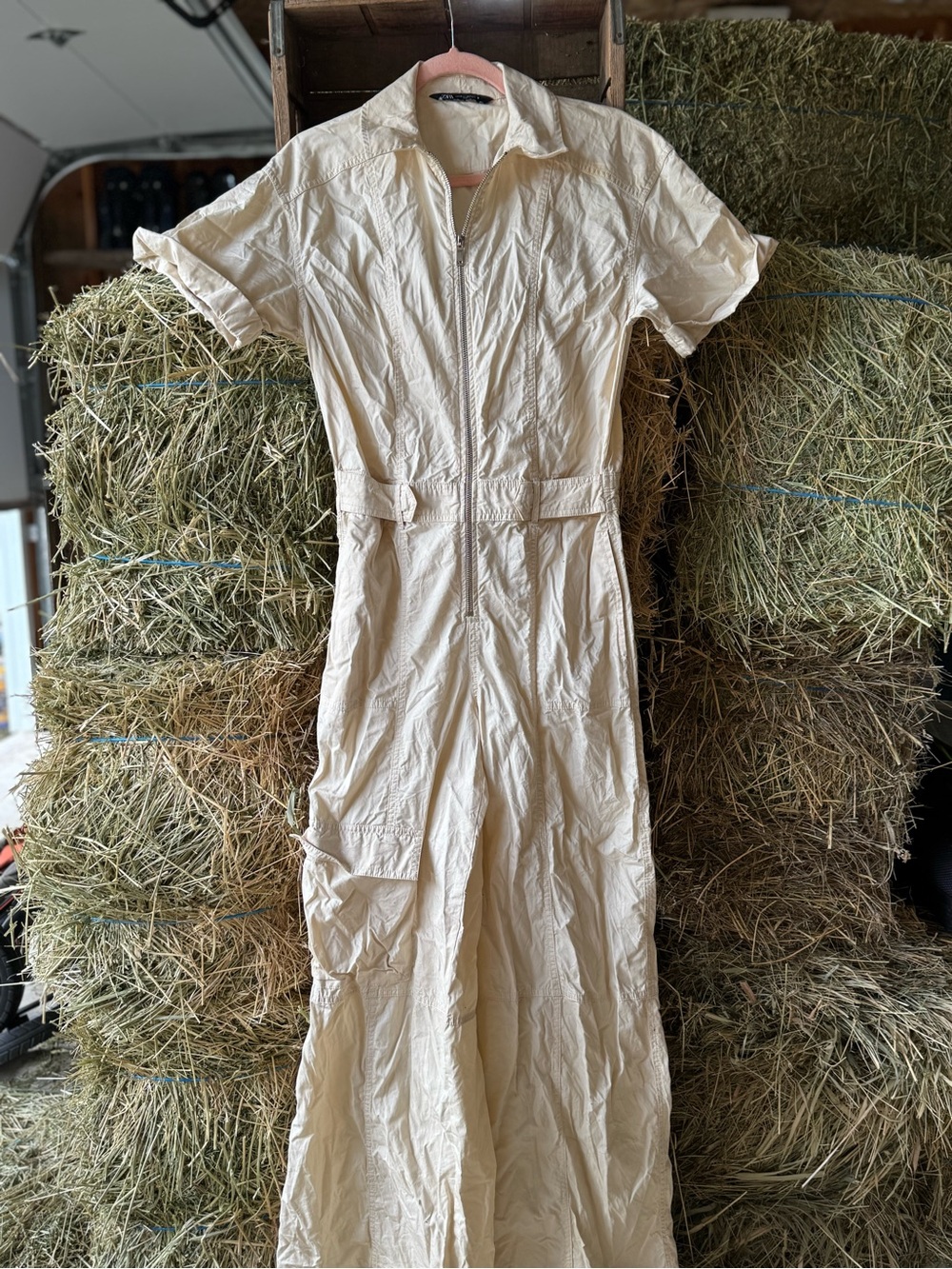 Zara 100% Cotton Cargo Jumpsuit